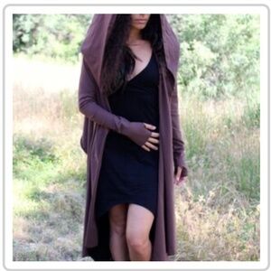 Black Zhen Nymph Elven Wrap Cardigan, cotton and bamboo, XS/S